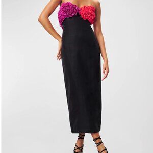NWT Mara Hoffman Black Carmen Ruffled Midi Dress Sz 0